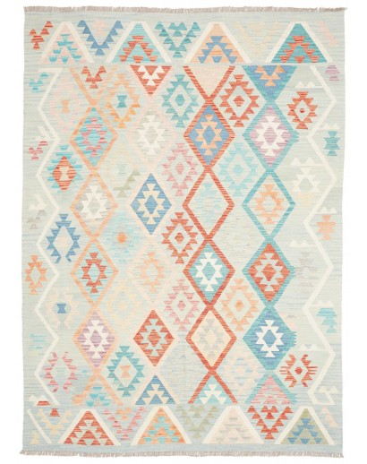 Tappeto Kilim Afghanistan bianco rosso 178x247