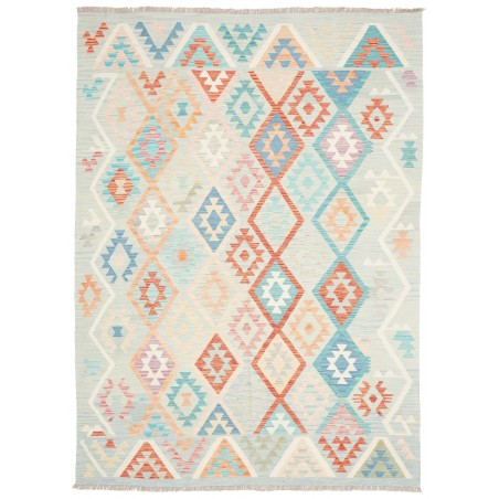 Tappeto Kilim Afghanistan bianco rosso 178x247