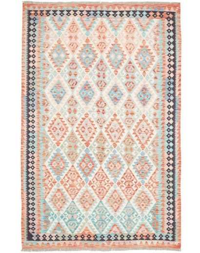 Tappeto Kilim Afghanistan bianco arancione 173x262