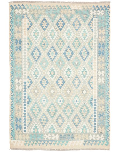 Tappeto Kilim Afghanistan bianco azzurro 167x244
