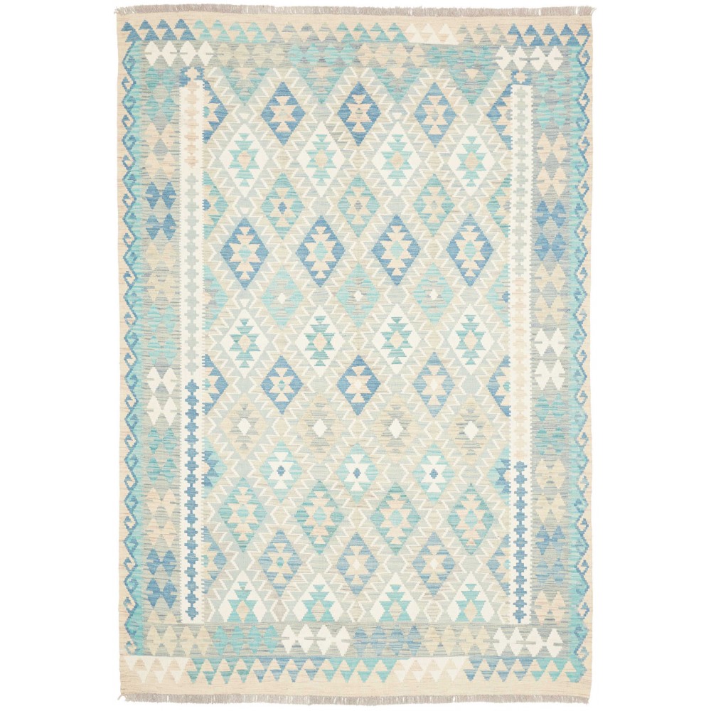 Tappeto Kilim Afghanistan bianco azzurro 167x244