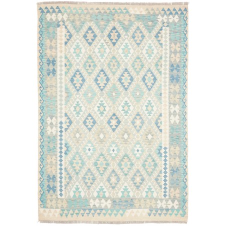 Tappeto Kilim Afghanistan bianco azzurro 167x244