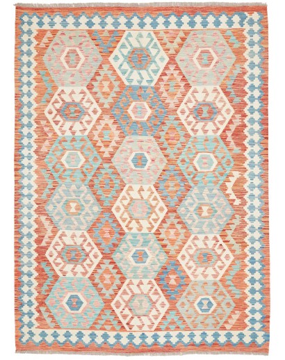 Tappeto Kilim Afghanistan bianco arancione 177x242