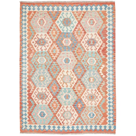 Tappeto Kilim Afghanistan bianco arancione 177x242