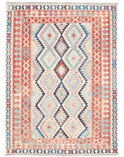 Tappeto Kilim Afghanistan bianco azzurro 153x206