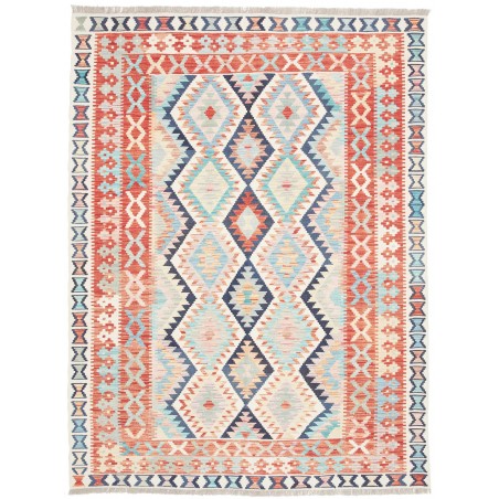 Tappeto Kilim Afghanistan bianco azzurro 153x206