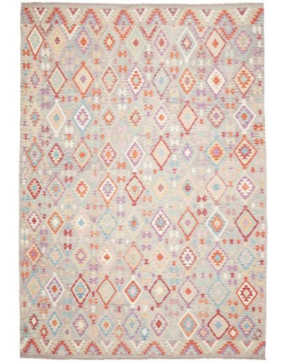 Tappeto Kilim Afghanistan bianco rosso 250x362