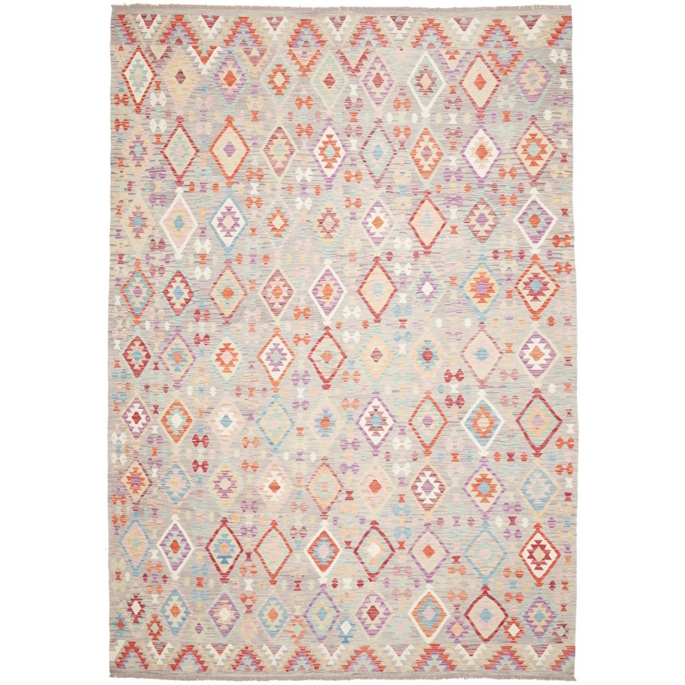 Tappeto Kilim Afghanistan bianco rosso 250x362