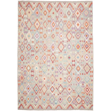 Tappeto Kilim Afghanistan bianco rosso 250x362