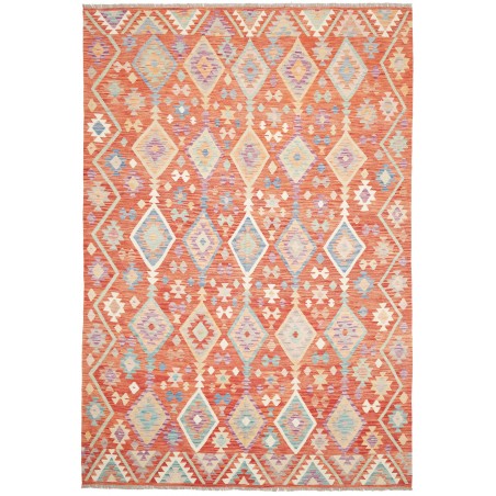 Tappeto Kilim Afghanistan marrone rosso 203x298