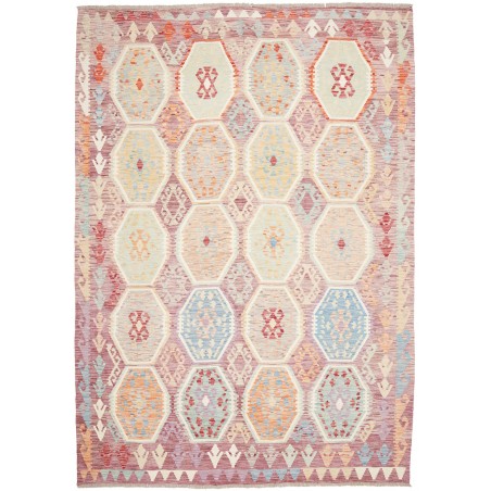 Tappeto Kilim Afghanistan bianco marrone 210x296