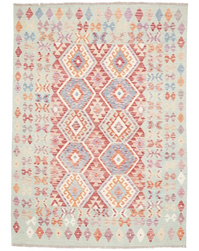Tappeto Kilim Afghanistan bianco rosso 168x235