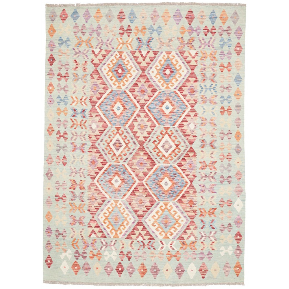 Tappeto Kilim Afghanistan bianco rosso 168x235