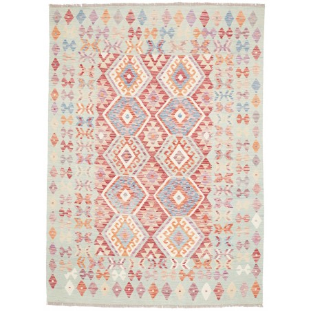 Tappeto Kilim Afghanistan bianco rosso 168x235