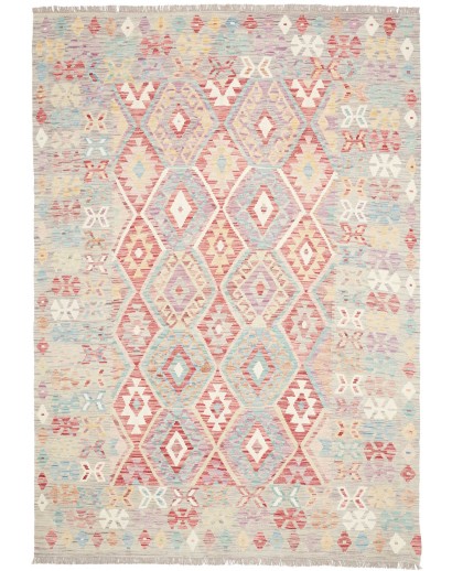 Tappeto Kilim Afghanistan bianco rosso 178x251