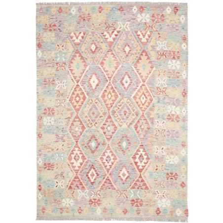Tappeto Kilim Afghanistan bianco rosso 178x251