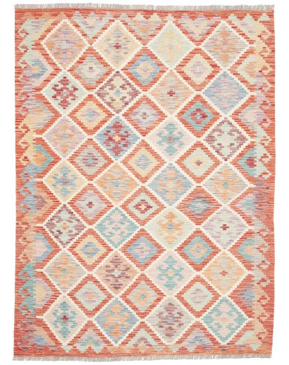 Tappeto Kilim Afghanistan bianco arancione 150x204