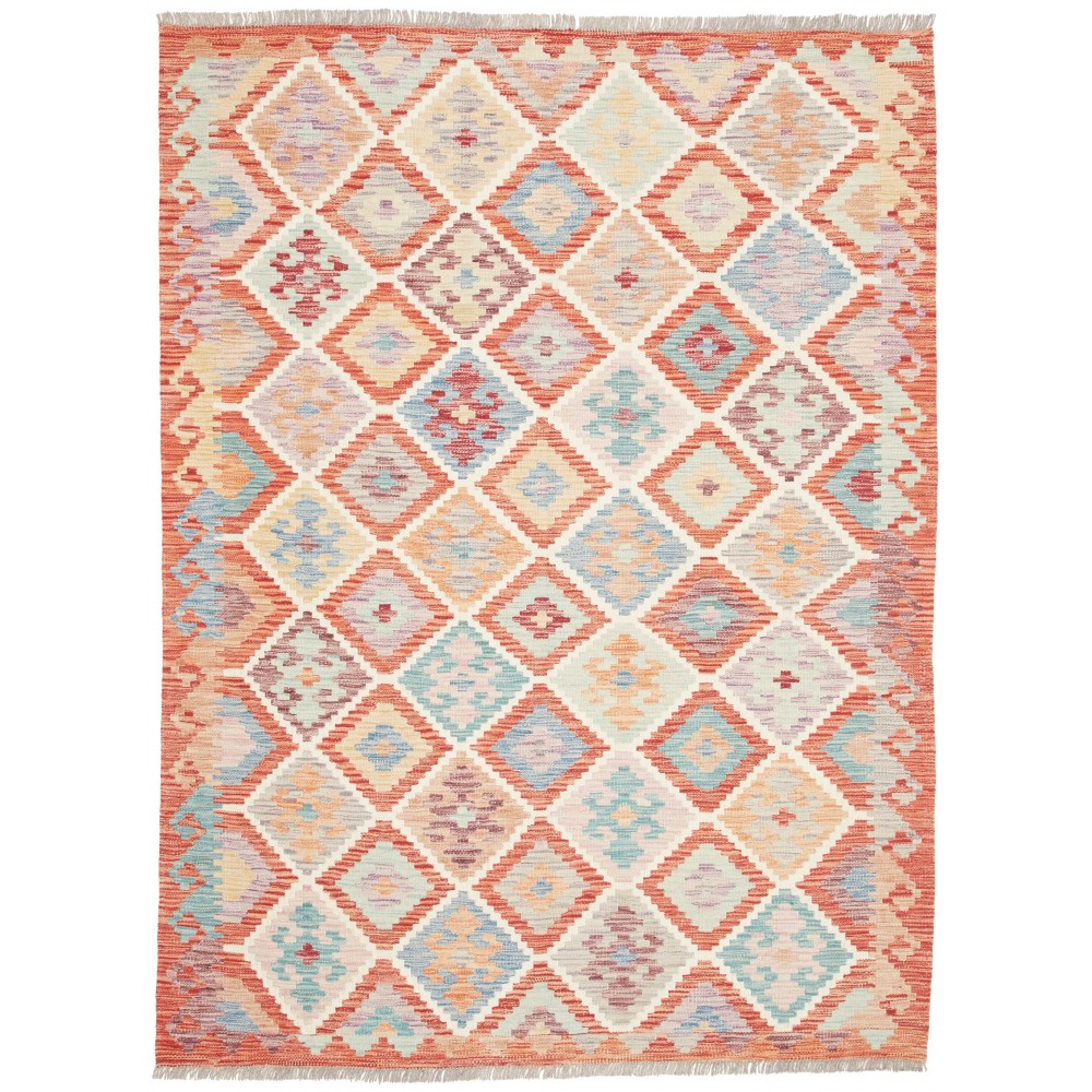 Tappeto Kilim Afghanistan bianco arancione 150x204