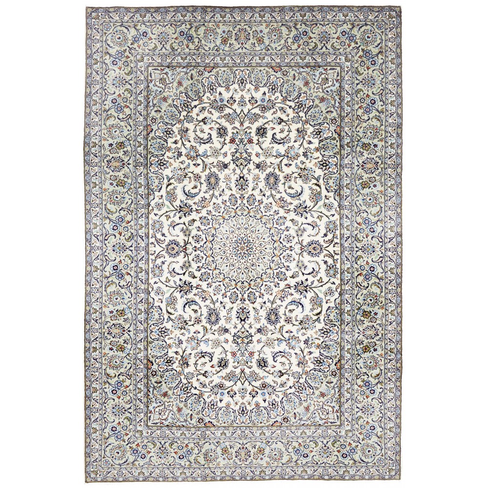 Tappeto Kashan Persia bianco azzurro 196x297