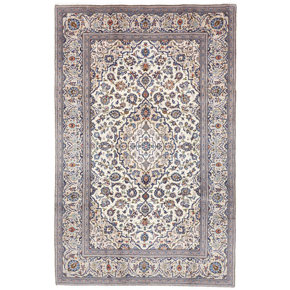 Tappeto Kashan Persia bianco grigio 196x312