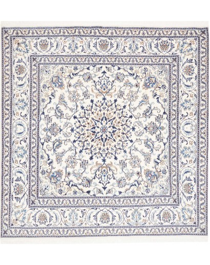 Tappeto Nain Kashmar Persia bianco azzurro 195x204