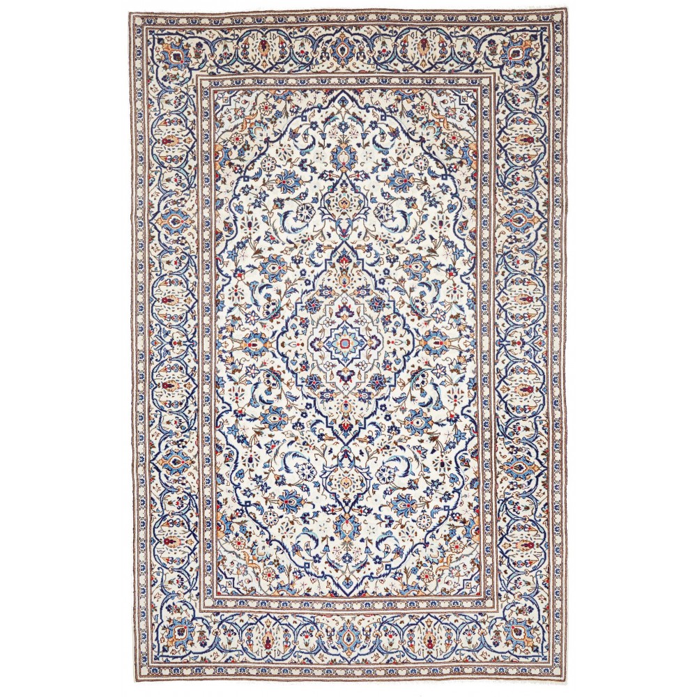 Tappeto Kashan Persia bianco marrone 196x300