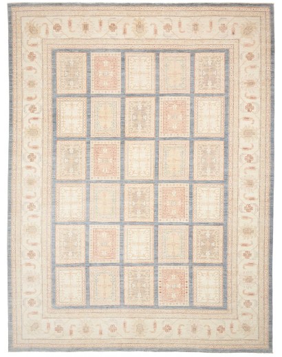 Tappeto Bakhteari Pakistan bianco azzurro 302x392