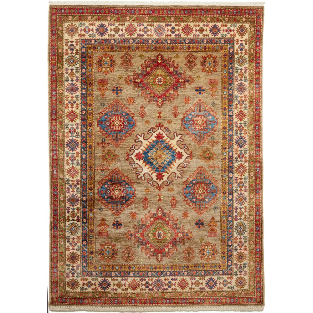 Tappeto Kazak Fine Pakistan arancione giallo 145x203