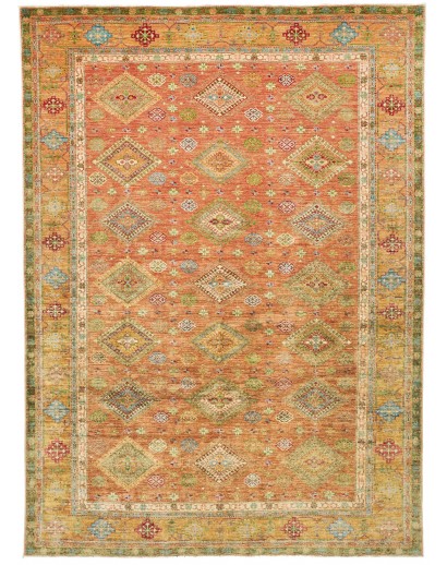 Tappeto Kazak Fine Pakistan marrone verde 262x356