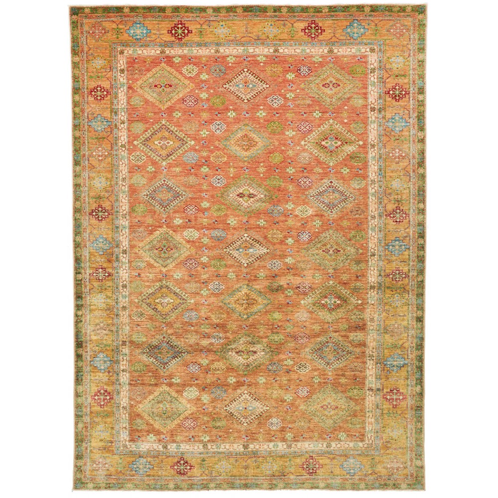 Tappeto Kazak Fine Pakistan marrone verde 262x356