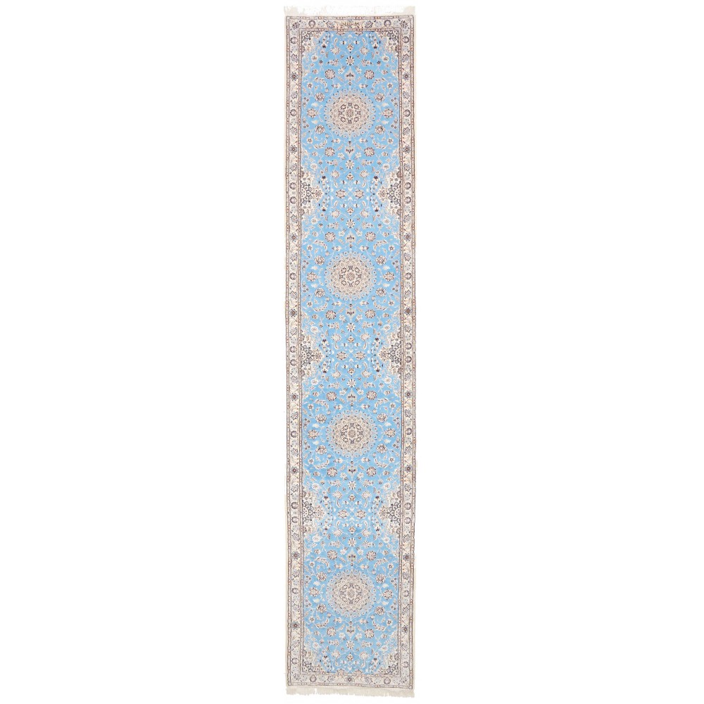 Tappeto Nain 6La Persia bianco blu 85x440