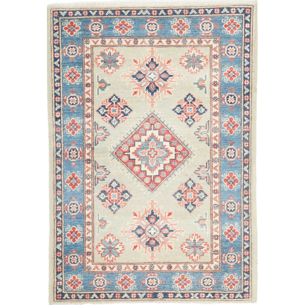 Tappeto Kazak Afghanistan bianco azzurro 80x117