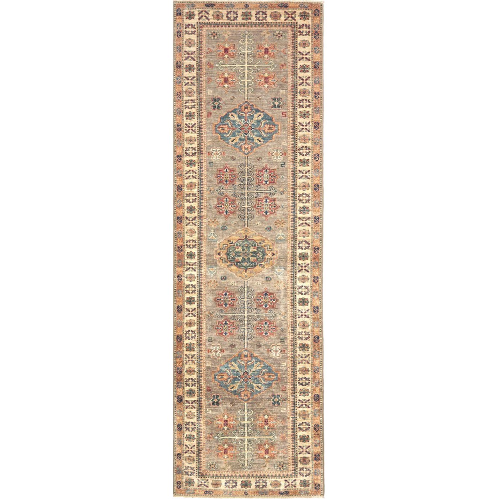 Tappeto Kazak Fine Pakistan marrone azzurro 79x254