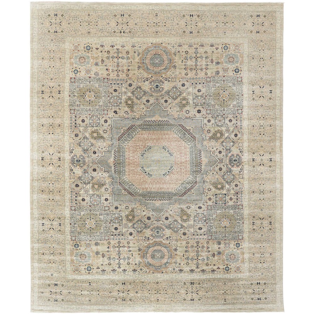Tappeto Mamlouk Pakistan beige azzurro 365x454