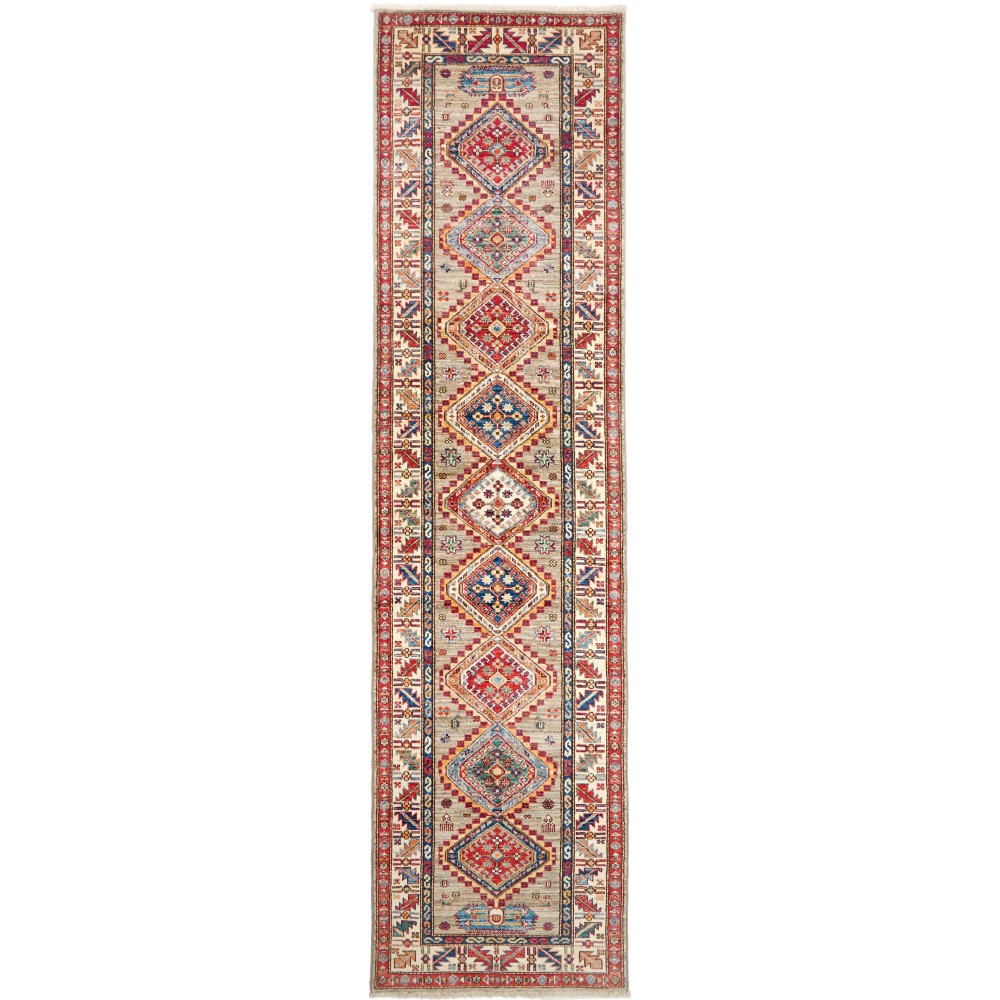 Tappeto Kazak Fine Pakistan marrone grigio 77x309