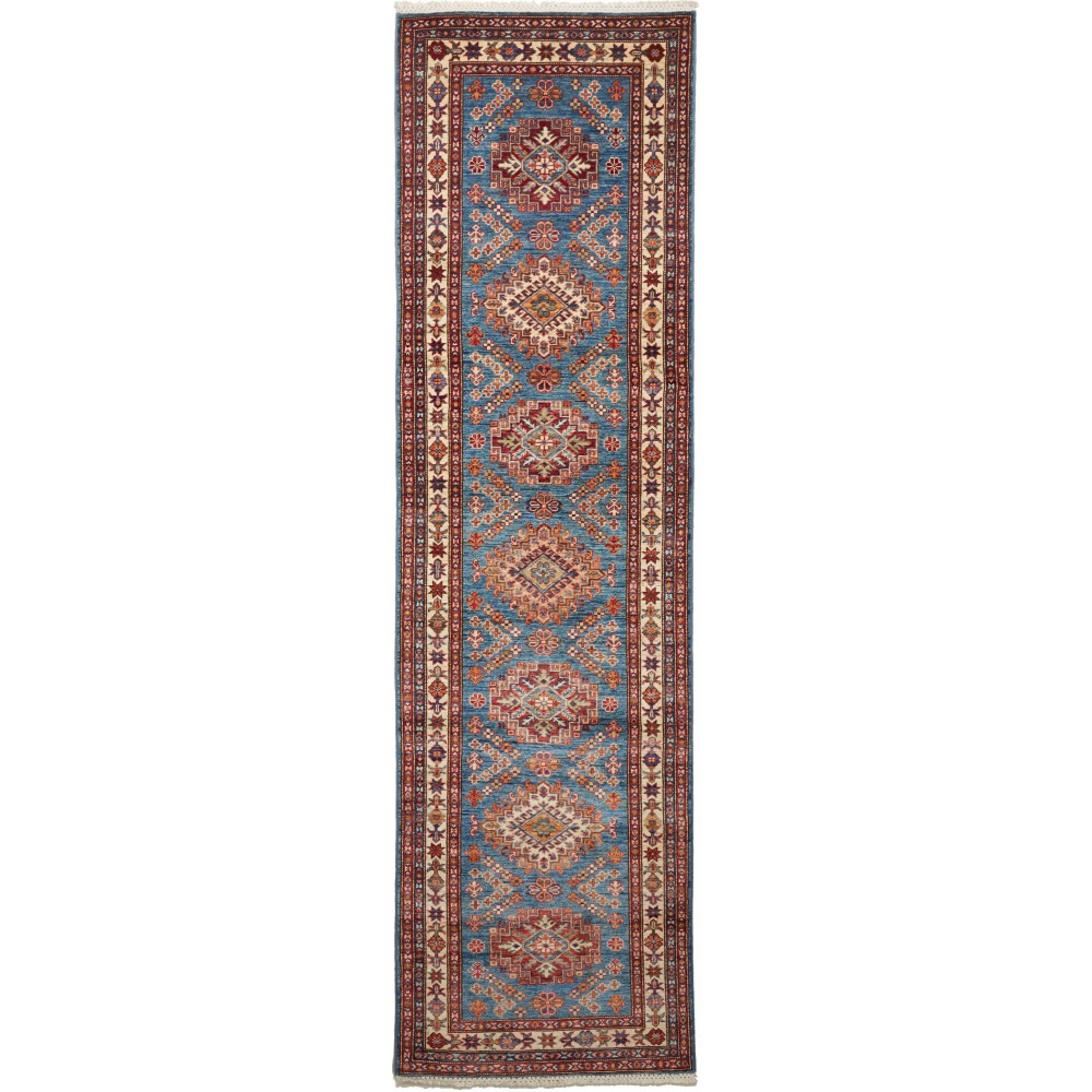 Tappeto Kazak Fine Pakistan azzurro grigio 81x295