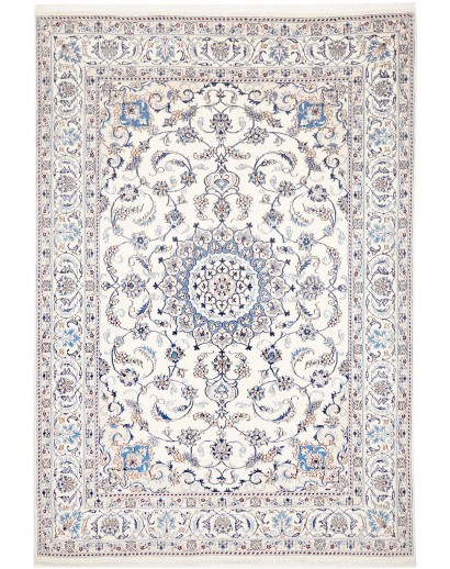 Tappeto Nain Kashmar Persia bianco grigio 196x290