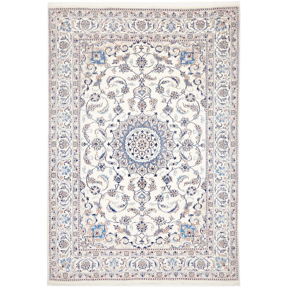Tappeto Nain Kashmar Persia bianco grigio 196x290