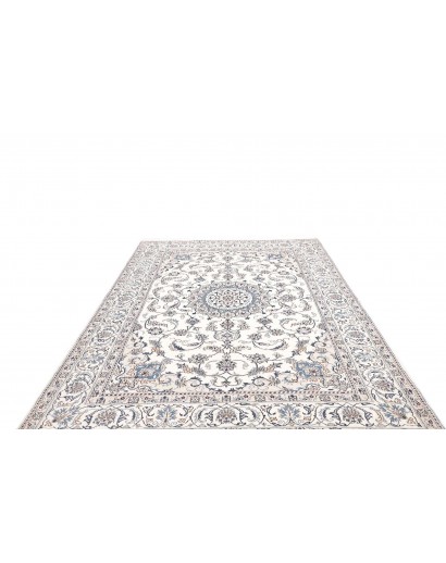 Tappeto Nain Kashmar Persia bianco grigio 196x290