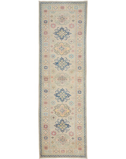 Tappeto Kazak Afghanistan beige azzurro 83x292