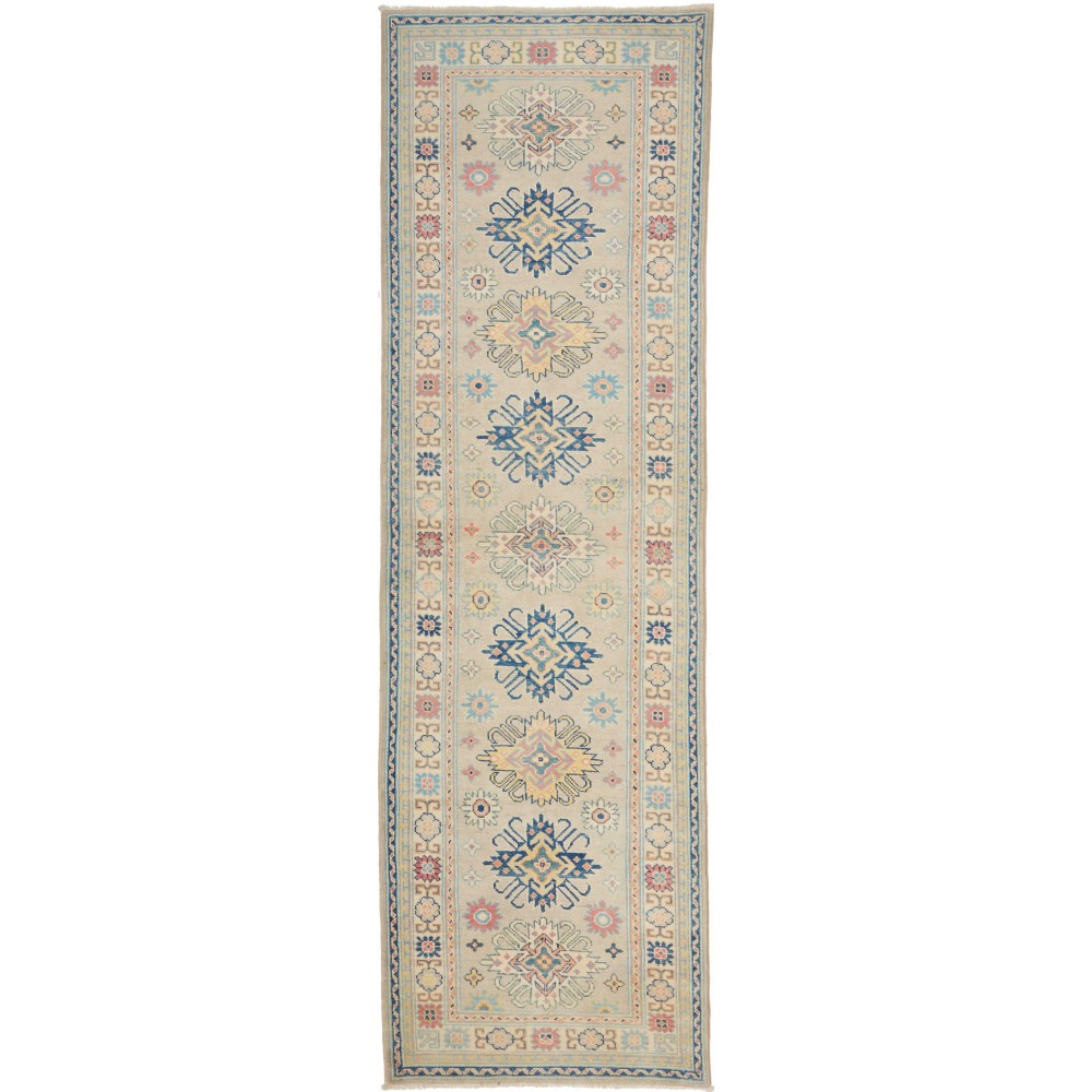 Tappeto Kazak Afghanistan beige azzurro 83x292