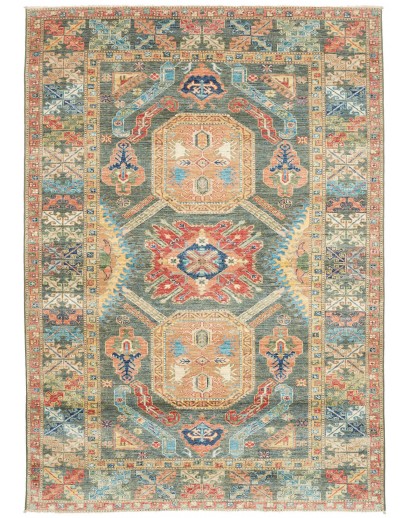 Tappeto Kazak Fine Pakistan marrone azzurro 167x235