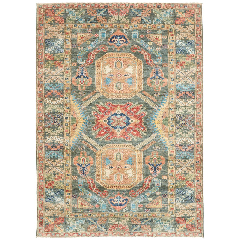 Tappeto Kazak Fine Pakistan marrone azzurro 167x235