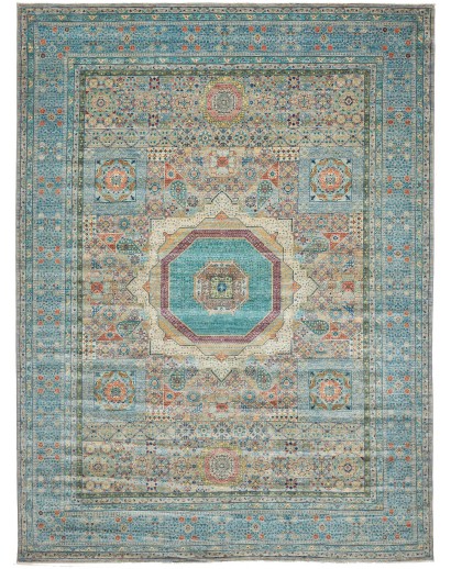 Tappeto Mamlouk Pakistan azzurro verde 278x377
