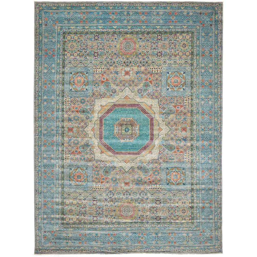 Tappeto Mamlouk Pakistan azzurro verde 278x377
