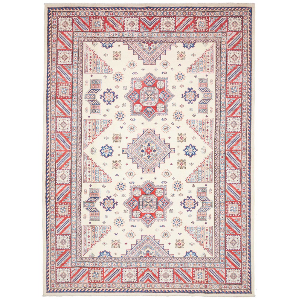 Tappeto Kazak Afghanistan bianco azzurro 248x342