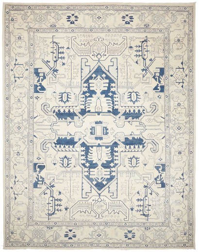 Tappeto Kazak Afghanistan bianco azzurro 308x400