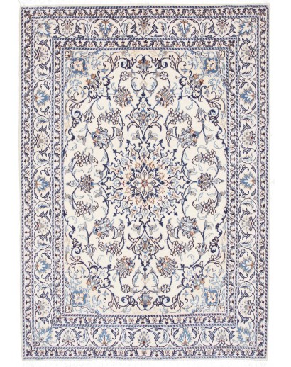 Tappeto Nain Kashmar Persia bianco grigio 145x203