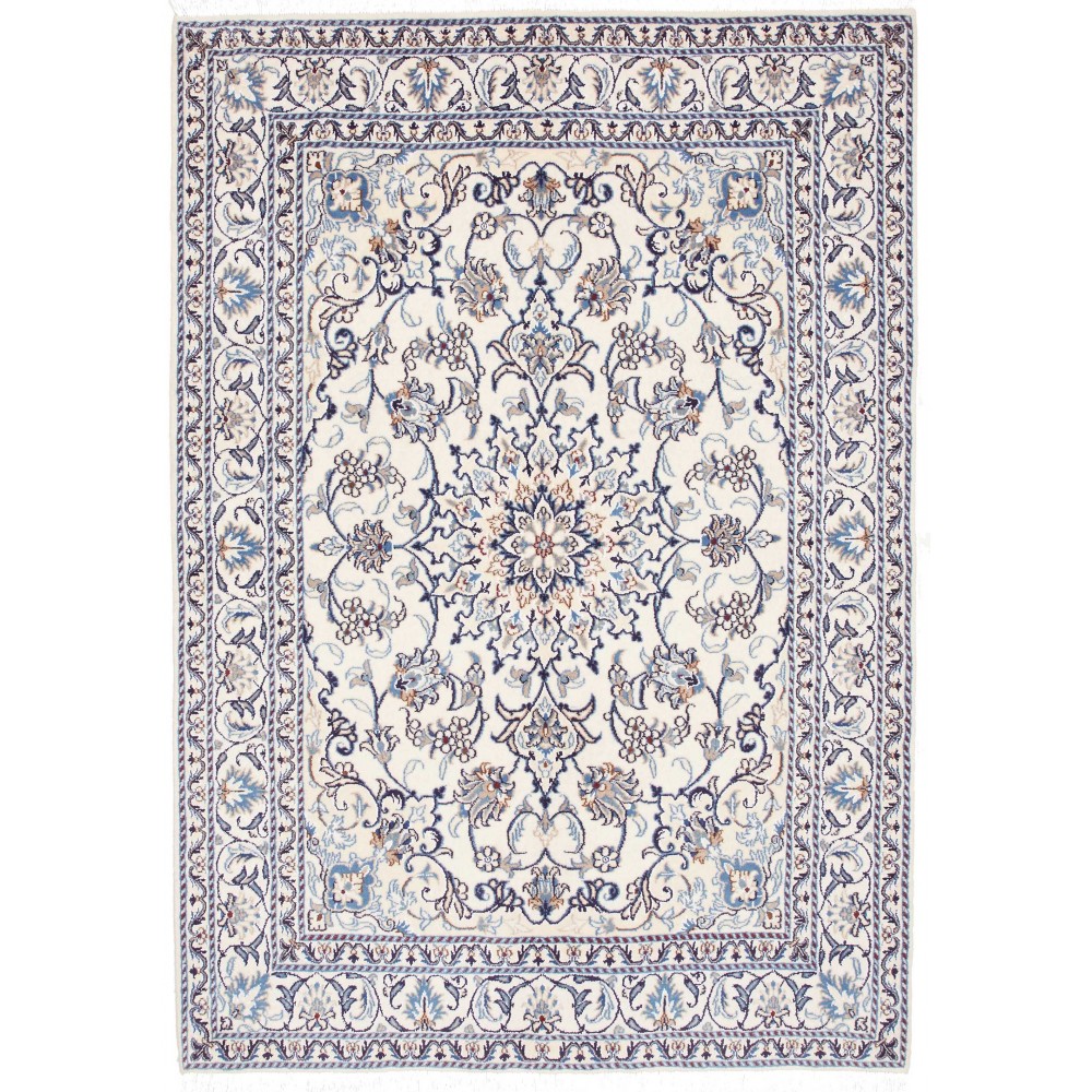 Tappeto Nain Kashmar Persia bianco grigio 145x203