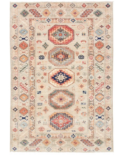 Tappeto Kazak Fine Pakistan giallo grigio 124x187